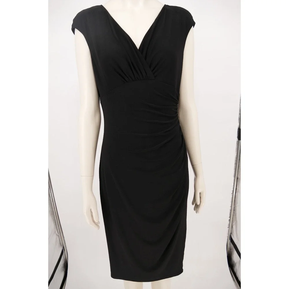 Lauren Ralph Lauren Black Sheath Ruffle Dress Size 8 elegant, effortless polish - Picture 1 of 16